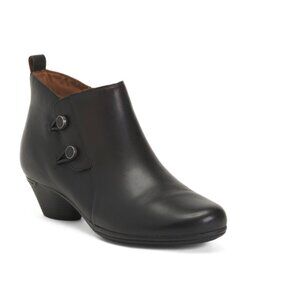 COBB HILL ROCKPORT Black Leather Larsa Comfort Booties